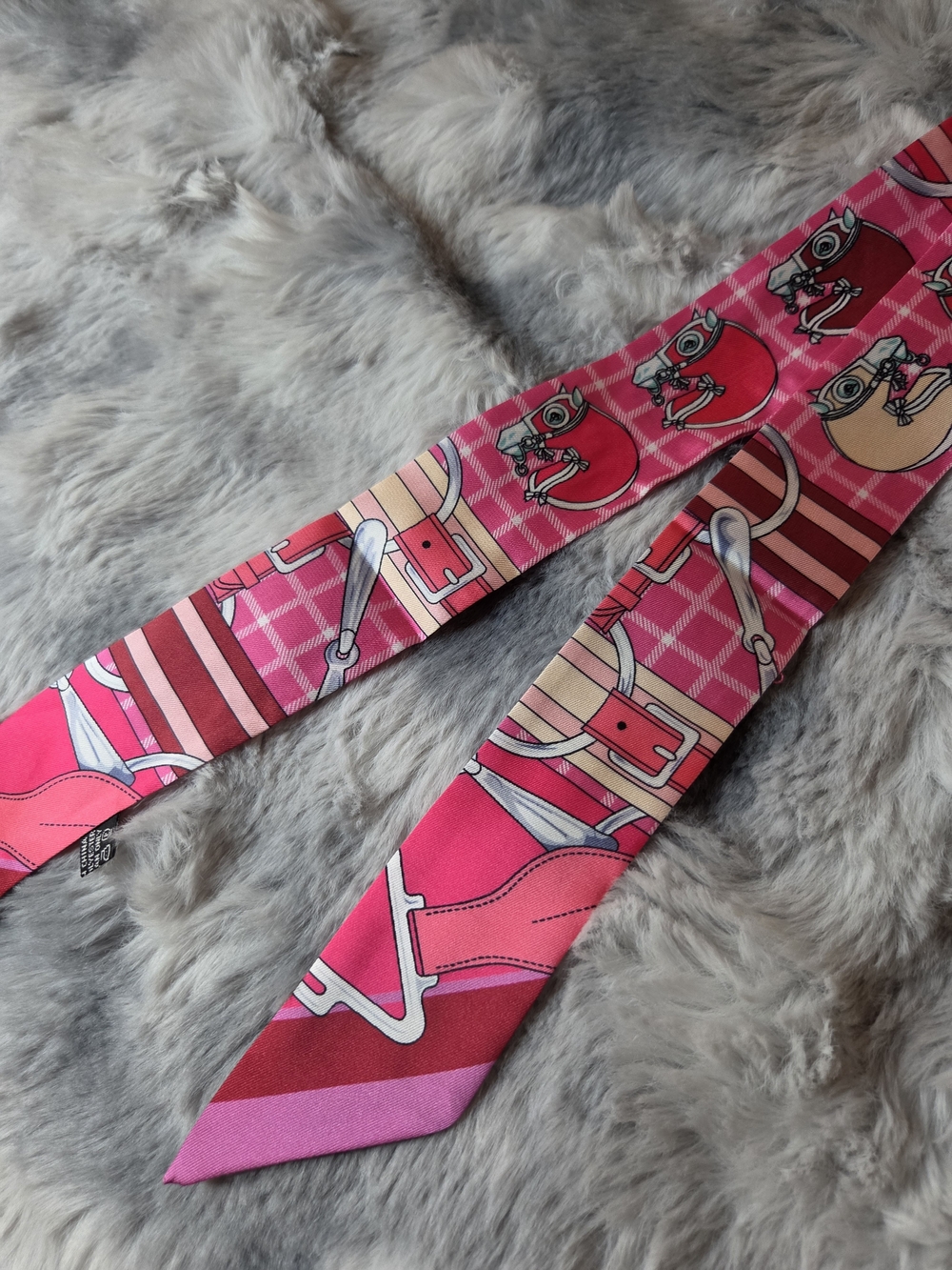Pink Graphic Print Twilly Scarf